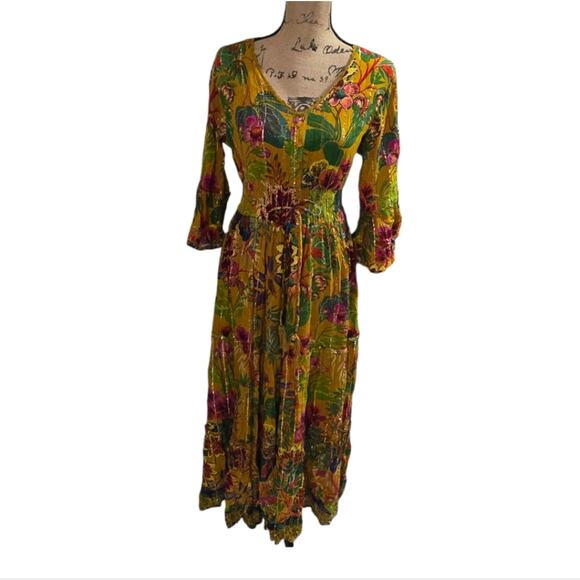 Anthropologie x Me 2 Magic Boho Tropical Floral Maxi Dress Size Medium New - Picture 1 of 12